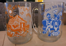 Vintage 1950s Hazel-Atlas Glass Song Lyric Mugs Set of 2 picture