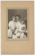 Antique Circa 1900s Mounted Photo Beautiful Mother With Two Adorable Daughters picture