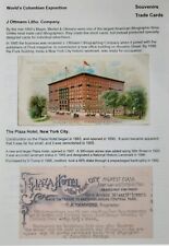 1893 Worlds Columbian Exposition Advertising Trade Card Plaza Hotel New York  picture