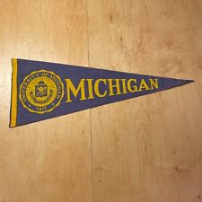 Vintage 1950s Sunfaded University of Michigan 12x28 Felt Pennant Flag picture