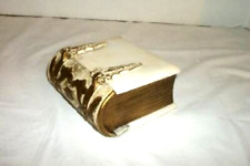 ART DECO 1920s MARBLE BOOK SHAPED CIGARETTE BOX ORNATE METAL HINGES HEAVY RARE picture
