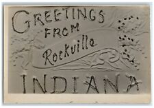 c1910s Greetings From Rockville Indiana IN Glitters Embossed RPPC Photo Postcard picture