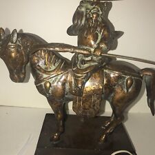 Frederick Cooper Bronze Lamp Statue Warrior On Horse Vintage picture