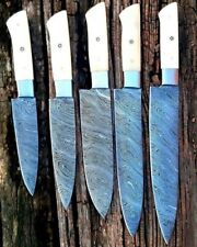 WILD BEAUTIFUL CUSTOM HANDMADE 5 PIECES OF CHIEF SET IN DAMASCUS STEEL picture