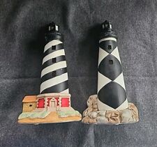2 Lefton China Lighthouse Lamps Cape Hatteras & Lookout 1991 Need Cords/lights picture