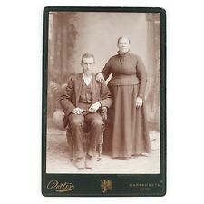 Wapakoneta Ohio Couple Cabinet Card c1890 Posing Chair Man Woman Potter B3227 picture