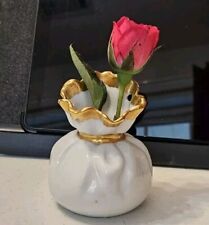 Beautiful Dainty White Ceramic With Gold Trim Bud Vase 3