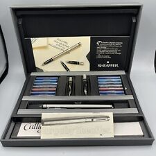 Vintage Sheaffer Targa Stainless Steel Fountain Pen Calligraphy Set READ picture