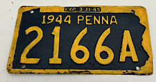Vintage 1944 Pennsylvania License Plate 2166A picture
