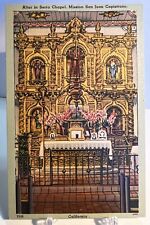 Altar in Serra Chapel, Mission San Juan Capistrano CA c1934 Teich Linen Postcard picture