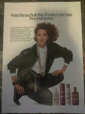 Perma Soft Shampoo Ad 1988 Woman Leather Skirt Jacket Vintage Magazine Print picture