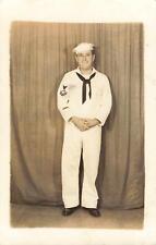 1940s RPPC US Navy Sailor Handsome WW2 era Real Photo Postcard Gay int Studio picture