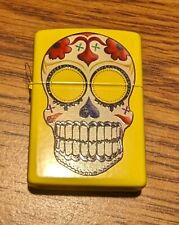 Zippo Day of the Dead Lemon Yellow 24894 ~ Never Fired ~ Never Struck ~ USA Made picture