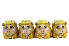 Vintage 1980 Set of 4 Miss Piglette Piggy 3D Mug Cup Muppets Smiley Face picture