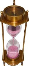 Antique Brass Sand Timer Hourglass with Maritime Brass Compass picture