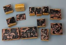 12 Vtg Disney Wood Backed rubber stamps Mickey,Minnie, Goofy, Pluto, Donald Ect. picture
