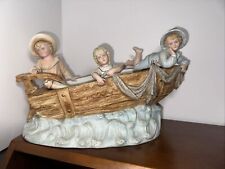 EXQUISITE ANTIQUE ROYAL RUDOLSTADT LARGE BOAT WITH 3 CHILD FIGURES ~ SUPER NICE picture