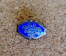 Old Orchard Beach Lapel Pin Maine Seaside Resort Vacation Blue Enamel Antique picture