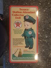 TEXACO STATION ATTENDANT Collector Doll in Tin Box, Whisk Broom, Air Gauge  picture