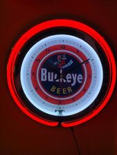 Buckeye Ohio Beer Bar Man Cave RED Neon Wall Clock Advertising Sign picture
