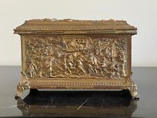 Superb Large Antique Embossed High Relief Ornate Gilt Bronze Dresser Box picture