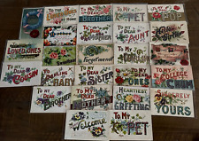 Lot of 27 Words~To Family~Sentiments~Large Letter 1910 Greetings~Postcards-h446 picture