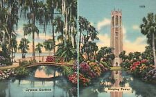 Vintage Postcard 1957 Views Cypress Gardens & Singing Tower Winter Haven Florida picture