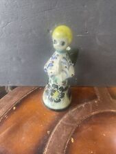 vintage tonala praying angel Mexican pottery folk Art Figurine Colorful picture
