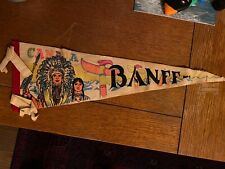 Banff Canada Indian Chief  Totem Poles Vintage Souvenir Pennant picture