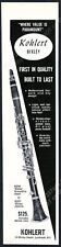 1963 Kohlert Bixley K206 K207 clarinet photo vintage print ad picture