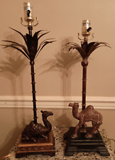Unique Camel and Palm Tree Bronze Lamps - set of 2, vintage w/ inticate details picture