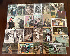 LOT of 25 Vintage~SENTIMENTAL Lovers COURTSHIP Romance POSTCARDS-in Sleeves~d736 picture