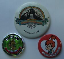 VINTAGE CANADA'S WONDERLAND PINBACK PINS BUTTONS LOT OF 3 SCRAPPY DOO PEBBLES picture