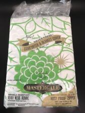 Mastercale NOS Vintage Comforter & Blanklet Cover 72 x 90 Green Flower Leaf picture