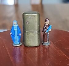 LOT Vintage Pocket Shrine WWI WWII Soldier with 2 Painted Metal Figurines picture