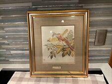 Vintage Japanese Chokin Art Bird & Flowers Limited Edition Framed picture