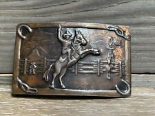 Vintage Belt Buckle 1940's Cowboy Rearing Horse Pat Pending Old Style Back Brass picture