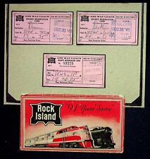 1943-1944 Rock Island Railroad Line WWII Reservation Card Tickets & Envelope picture