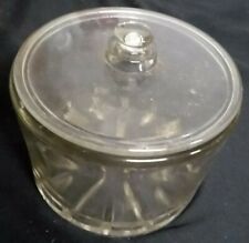 ANTIQUE vtg SANITARY CHEESE PRESERVER GLASS CROCK W/EMBOSSED LID Rare L@@K picture