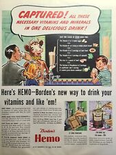 Borden's Hemo Chocolate-Flavored Drink Mix Soda Fountain Vintage Print Ad 1942 picture