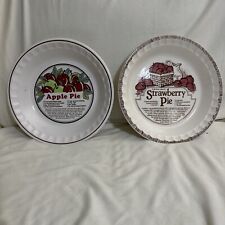 Set Of 2 Vintage Bakers Dishes...apple And Strawberry Pie picture