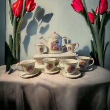 13 Piece Shirley Temple Porcelain Tea Set W/ Images And 23 Kt Gold Trim COA NIB picture