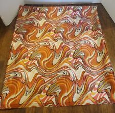 Vintage 1960s Fabric Psychedelic Swirl Satin Sateen 42