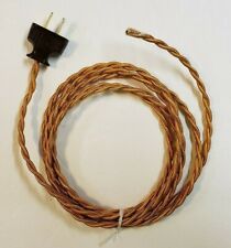 8' Gold Twisted Cloth Covered Wire & Plug, Vintage Style Lamp Cord, Rayon 401J picture