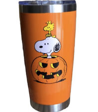 Peanuts Snoopy Halloween Stainless Steel Tumbler Jack-O-Lantern Woodstock, 16 Oz picture