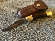 Vintage Klein Tools INC. Japan 44037 Wood Handle Folding Knife with Sheath picture