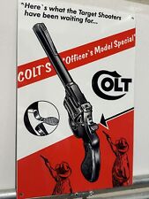 Vintage Style Colt Officers Model  Gun Heavy Steel Metal Top Quality Sign picture