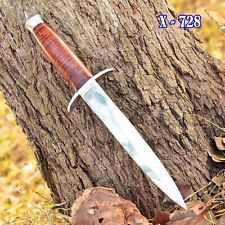 Vintage WW2 Double-Edged V42 US Military Stacked Leather Stiletto Dagger Knife picture
