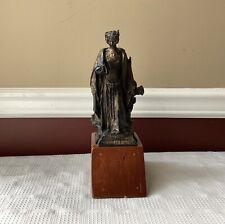 Antique Saint Barbara Statue On Wooden Base, Signed, 1908, 11.5