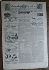 June 10 1893 Cambridge Chronicle Ma. Newspaper (only 8-pages) Camp Rindge etc. picture
